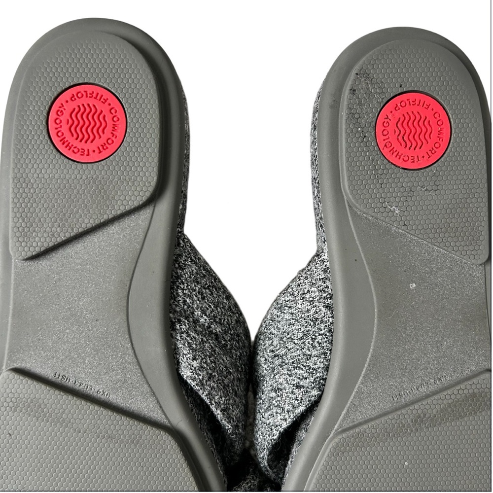 FIT FLOP Gracie‎ Merino Wool Cross-Slide Lounge/Active Sandals Heather Gray 11 - Picture 8 of 11